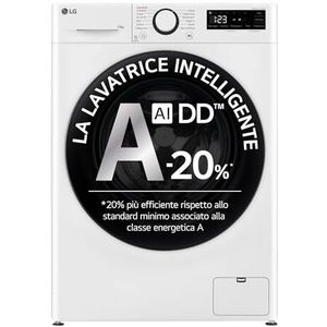 LG AI DD F4R3013NSWB wasmachine klasse A -10%, voorlader serie R3, wasmachine 13 kg, 1400 omwentelingen, AIWash, stoomreiniging, Direct Drive-motor, Smart Diagnosis, vrijstaand, wit