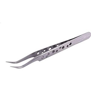 Pincet Precisiepincet, Ontharingspincet Elektronische industriële pincet Gebogen Recht Puntig Roestvrij staal(Silver02)