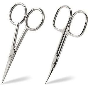 BEZOX 2-delige scharenset - scherpe nagelschaartje, nagelriemschaar, wenkbrauwpoetsschaar, nagelriemschaar, baardtrimschaar, haarknipschaar Professioneel voor dames of heren