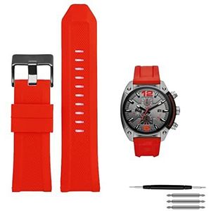 INEOUT Hoge kwaliteit siliconen rubberen horlogeband geschikt Compatibel met Diesel DZ4318 / 4323/4283/7315/4427 Mannen Waterdichte zachte grote riem 24mm26mm (Color : B Red black clasp, Size : 24