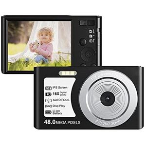 Videocamera Vlogcamera Recorder Kleine digitale camera 4K 2,8""IPS-scherm 16X zoom Autofocus Gezichtsdetectie Zelfontspanner Vlog-camera 48MP for kinderen AF-fotografie(32G TF Card,Nero)