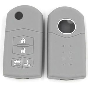 QWLEYCHN Siliconen autosleutelbehuizing met 4 knoppen, voor Mazda 3 6 MX-5 Miata 2010 2011 2012 Opvouwbare afstandsbediening Bescherm Shell