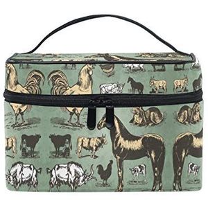 Paard Koe Eend Kunst Cosmetische Tas Organizer Rits Make-up Tassen Pouch Toilettas voor Meisje Vrouwen