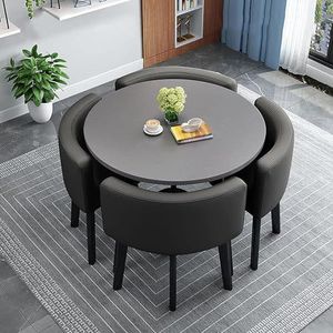 XIANGLV Eettafelset voor 4 vergaderzalen tafel ronde tafel en stoelen eetkamer tafel set voor 4 kleine ronde eettafel ronde keukentafel cirkel keukentafel (A30,80x80x75cm)