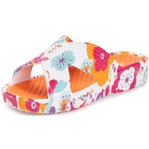 MUK LUKS Spa Day sandaal voor dames, Fuchsia Bloemen, Small