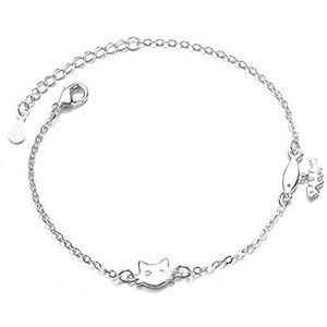 LiuJH Chain Bracelet, 925 Sterling Silver Simple Fashion Cut Cat Fish Bracelet, Suitable For Women And Girls