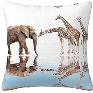 ALLiYa Giraffe en olifant dubbelzijdige pluche kussensloop (meerdere maten) kussen slaapbank kussen interieur decoratie kussen