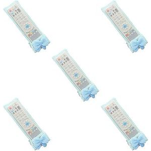 5 set Afstandsbediening Case Strik Decor Controle Apparaat Gevallen Beschermende Accessoire Kant Materiaal Stofdicht Cover blauw L (24x8 cm)