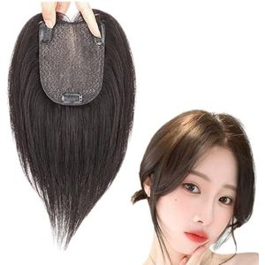 100% Echte Menselijke Haarstukken 25cm Natuurlijke Zwarte Haar Toppers for Vrouwen 360° Cover Hair Extensions, 7x10cm Zijden Basis Clip In Wiglets for Dunner Wordend Haar/Haaruitval