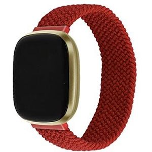 LUGEMA Compatibel Met Fitbit Versa 3 Sense Band Nylon Vlecht Zachte Elasticiteit Horlogebanden Gevlochten Solo Loop Polsband Versa 3 Horloges Accessoires (Color : Red, Size : FOR FITBIT VERSA 3_S)