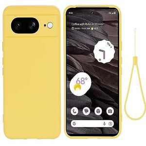 KAVUUN for Google Pixel 8 Pure kleur vloeibare siliconen schokbestendig telefoonhoesje (groen) (paars) (geel) enz (Color : Yellow)