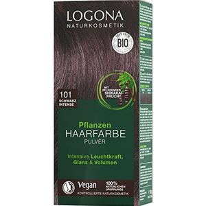 LOGONA Naturkosmetik Haarverf voor planten, poeder 101, zwart intense, met avocado-olie, veganistisch en natuurlijk, zwarte natuurlijke haarkleur met henna, zwarte kleuring, 100 g
