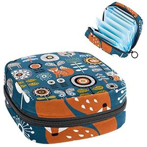 Fox Herten Uil Zonnebloem Periode Pouch Draagbaar,Tampon Opbergtas voor Maandverband, Meerkleurig, 4.7x6.6x6.6 in/12x17x17 cm