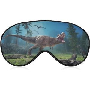 3D Tyrannosaurus dinosaurus in bos slaapmasker met verstelbare riem, comfortabel zacht oogmasker, slaaphulp, lichtblokkerende oogmaskers