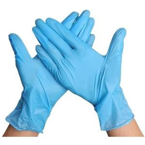 100 stuks zwart-wit en blauwe nitril handschoenen, verdikt, wegwerpbaar, for het schoonmaken, haarverzorging, waterdicht, afwas, tatoeages(Blue-100PCS,S)