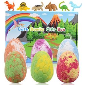 Badbommen voor Kinderen met Verrassing erin, 6 STKS Dino-ei Handgemaakte Natuurlijke Koolzuurhoudende Badbommen Dinosaurus Eenhoorn Speelgoed voor Meisjes Jongens Verjaardag Pasen Cadeauset