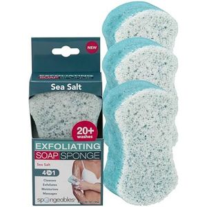 Spongeables Peeling Body Wash In A spons, zeezout, bevat avocado-olie en vitamine E, reiniging, exfoliëren en hydrateren, 100 ml (3 stuks)