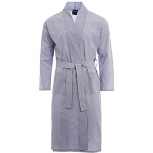 Heren lichtgewicht geruite streep kimono wrap kamerjas, Blauw, XL
