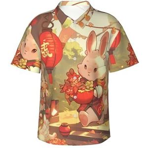 XTYGETY Leuk Hawaïaans overhemd met korte mouwen voor mannen, tropisch vakantieshirt met knopen, voor op het strand, Zwart, S