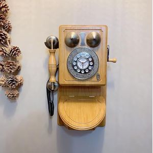 DAEOIBHJR Retro wandtelefoon, vintage vaste telefoon, oude houten telefoon, gebruikt voor kantoor, hotel en school