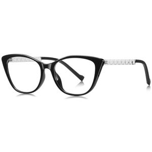moomoobird Cat Eye Bril Vrouwelijke TR90 Montuur Mode Bril Frame voor Vrouwen, Zwart met helder