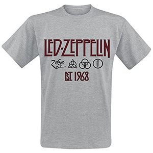 Led Zeppelin Symbols Est. 1968 T-shirt grijs gemêleerd M 90% katoen, 10% polyester Band merch, Bands