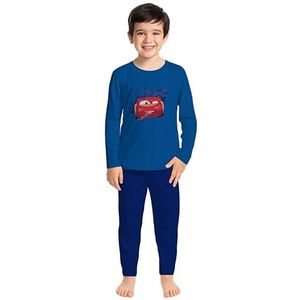 Disney Cars pyjama voor jongens, race ready, lange kinderpyjama met bovendeel en broek, blauw, blauw, 98-104