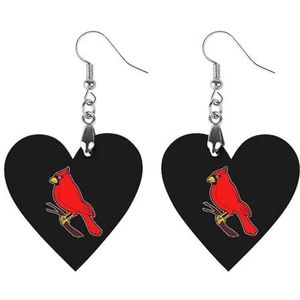 Leuke Noordelijke Kardinaal Vogels Leuke Hartvormige Hanger Oorbellen Voor Vrouwen Lichtgewicht Houten Oorbellen Mode-sieraden Geschenken