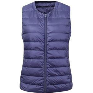 Niiyyjj Dames Warm Vest Ultra Licht Donsvest Vrouwen Mouwloos Winter Warm Grote Maat Vest, marineblauw, 8XL