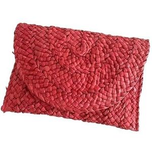 Dames Cornhusker strozak, strandvakantie clutch, vakantie geweven tas, damestas, handgemaakte producten(Color:Red)