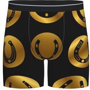 Boxer slips, heren onderbroek Boxer Shorts been Boxer Briefs grappig nieuwigheid ondergoed, zwart gouden hoefijzer, zoals afgebeeld, L