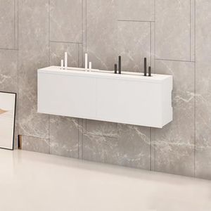 XCLOOZGL Modern Stijl Wifi Router Opbergdoos Verstopper Grote Capaciteit Projector Plank Wandmontage of Bureaublad Kabelmanagement Doos Houten Modem Organizer Stekkerdoos,A,70X11X21CM
