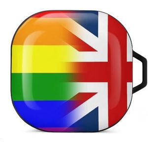 LGBT Pride Britse vlag oordopjes hoesje compatibel met Samsung hard shell beschermhoes zwart-stijl