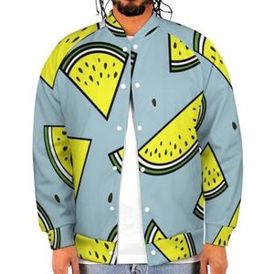 Geel Watermeloen Grappige Mannen Baseball Jacket Gedrukt Jas Zacht Sweatshirt voor Lente Herfst