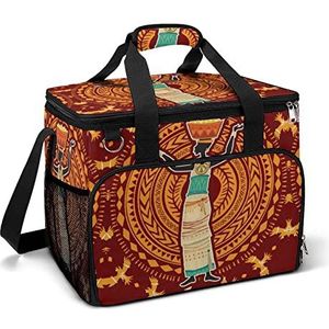 Etnische Jurk Afrikaanse Vrouwen Grappige Koeltas Opvouwbare Draagbare Geïsoleerde Zakken Lunch Tote Bag Met Multi-Zakken Voor Strand, Picknick, Camping, Werk