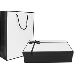 Zwart-witte geschenkdoos, vierkante, goed uitziende geschenkverpakkingen Lintstrik voor het opslaan van kleine artikelen voor bruiloft Halloween