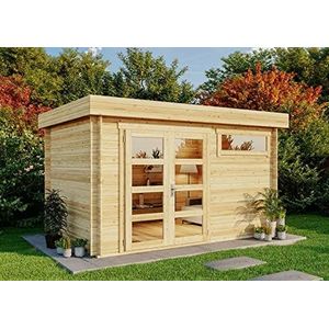 Alpholz Tuinhuis set Leandro-28 natuurlijk 395x268cm incl. dakbedekking en vloer