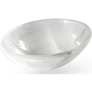 NKlaus Natuurlijke seleniet kom ovaal 10x7cm edelsteen schaal kwarts kristal deco 15592