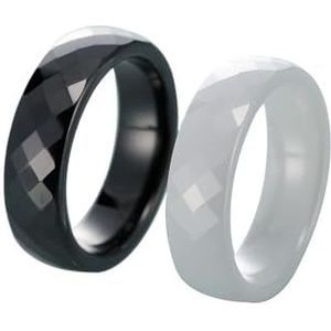 Keramische ring 6mm/4mm/3mm gesneden keramische ring zwart-wit zirkoniumdioxide ring paar ring cadeau (Color : 4mm white_No.8)
