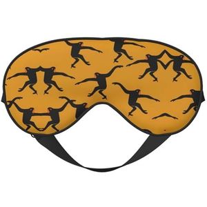 Zwarte Gibbon Monkey Printing omkeerbaar ontwerp slaapmasker, ideaal voor kamperen, meditatie en shifts, goede pasvorm, geen lichtlekkage