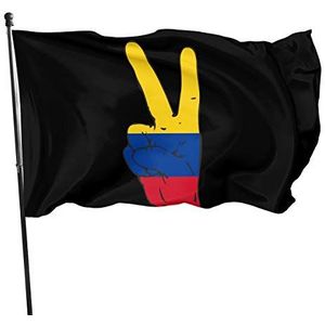 Tuinvlag vrede teken van Colombia vlag, vlaggenlijn dubbel gestikte vlag met doorvoertules hangende wimpel voor feesten gazon bruiloft 90 x 150 cm
