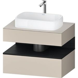 Duravit Qatego console badmeubel, 1 uittrekbaar, 1 lade, uitsparing in het midden, 800x550x600mm, nis eiken zwart, QA4730016, Kleur: taupe supermat