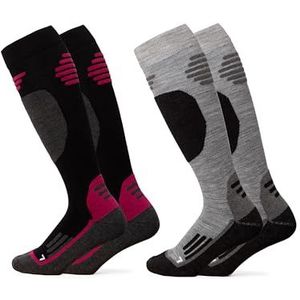 Occulto - Toni - Skisokken - Grijs Roze - 2 Pack