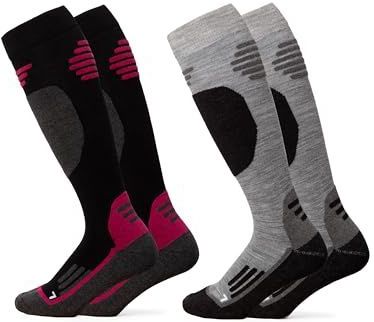 Occulto - Toni - Skisokken - Grijs Roze - 2 Pack