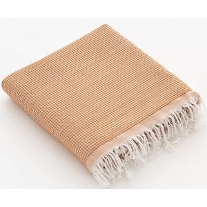 GAMUSI Fouta Pareo strandhanddoek, licht, honingraatpatroon, 90 x 180 cm, mosterdkleurig