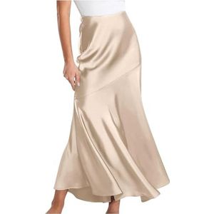 Lange zwierige rok Lange rokken met hoge taille Elegante satijnen zijdeachtige lange rok voor dames Een lijn voor een lange damesrok met een feestdate