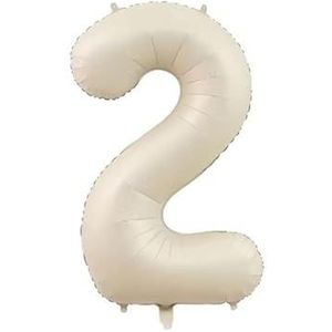 Cijferballon karamel beige, 100 cm groot crèmewit folieballon cijfer, 100 inch cijferballon helium ballon, ballon 0-9. voor jaren meisjes, babyshower, verjaardagsdecoratie, jubileum (beige, 2)