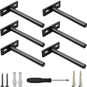 Plankondersteuning Zwart 6 Stuks Plankhouders Wandmontage Drijvende Plankbeugel Verborgen Houten Planken Wandmontage met Schroeven voor Verborgen Planken Muur Gemonteerd 125mm
