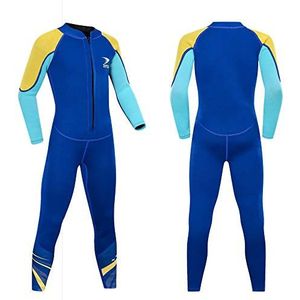 ZCCO Jumpsuit voor kinderen, thermo-badpak van neopreen, 2,5 mm, badpak voor jonge jongens en meisjes, verwarmd kostuum met lange mouwen (lichtblauw, XS)