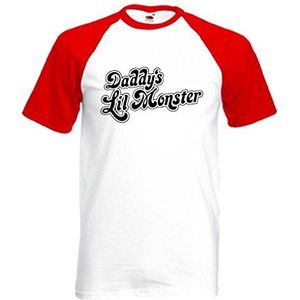 Papa's Lil Monster Harley Quinn Suicide Squad Cult Honkbal T-shirt, Kleur: wit, M